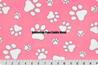 Pink Paw Prints w/ Paw Print Embossed Minky Blanket - 6 sizes