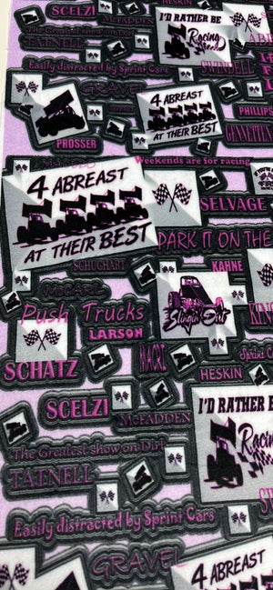 Purple & Grey 4 Abreast Sprint Cars At Their Best Minky Blanket