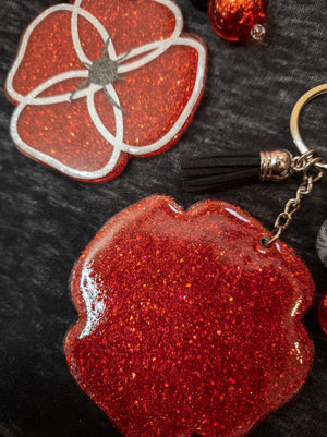 Red Poppy Red Sparkle Keychain