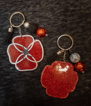 Red Poppy Red Sparkle Keychain