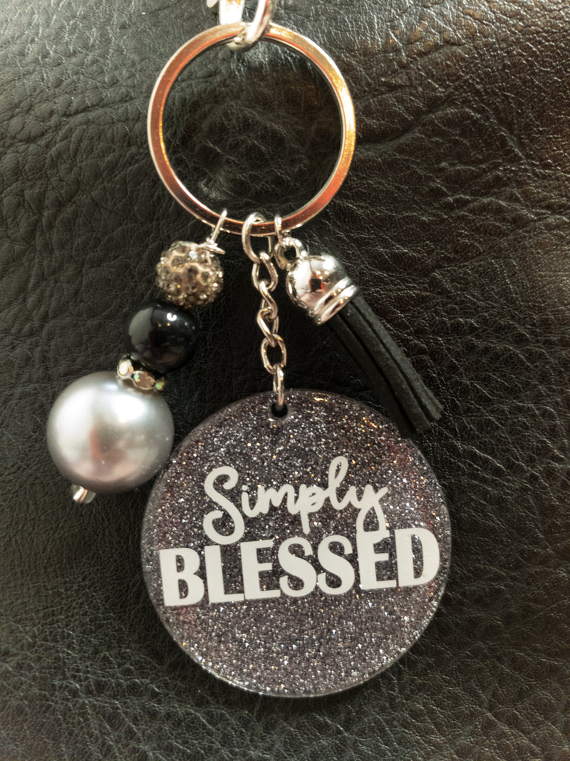 Simply Blessed Granite Sparkle Keychain