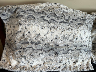 Grey Silver Fox Luxe Minky Blanket - Baby Size to King Size & Pillow Covers with Black Hide Minky