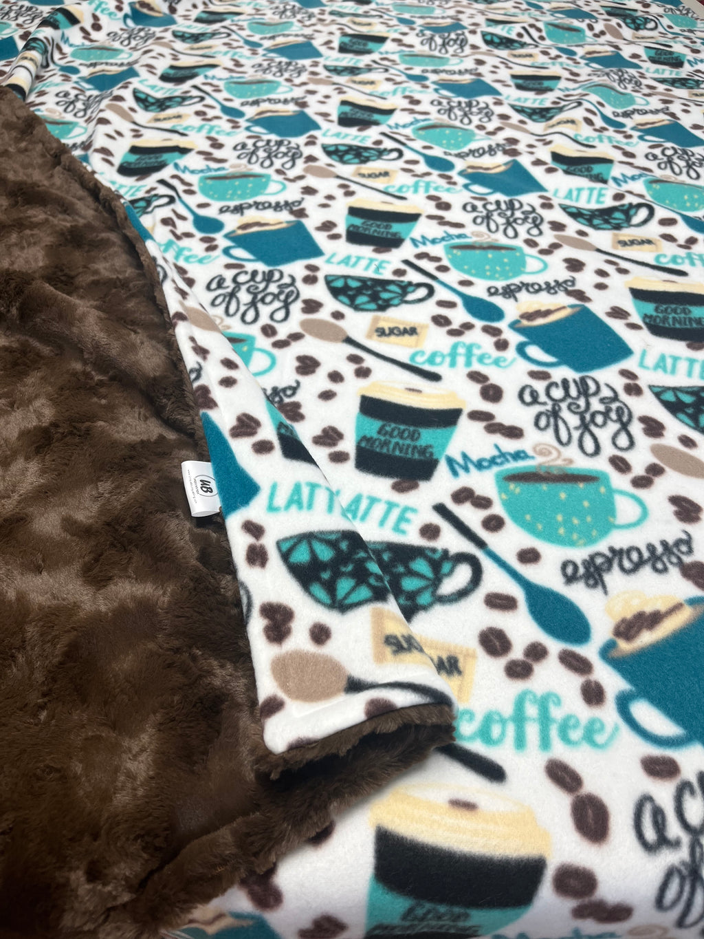 Teal Coffee Time Blanket **Ready to Ship