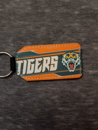 Tigers Black & Orange Leather Keychain