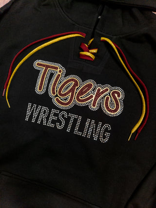 Tigers Wrestling Rhinestone Lace-Up Hoodie