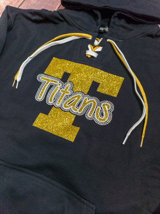 Titans T Rhinestone Lace-Up Hoodie