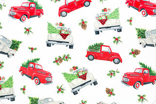 Christmas Tree Pickup Minky Blanket w/Red Minky Backing **Ready To Ship
