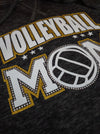 Volleyball Mom Rhinestone Fleece Hoodie - Black, Gold, White