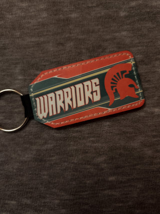 Warriors Red & Black Leather Keychain
