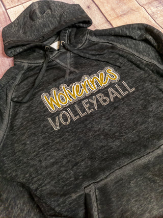 Wolverines Volleyball Rhinestone Fleece Hoodie