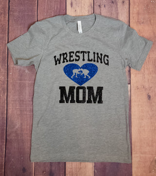 Wrestling Mom Tee - Blue Sparkle