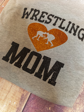 Wrestling Mom Tee - Orange Sparkle