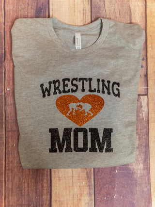 Wrestling Mom Tee - Orange Sparkle
