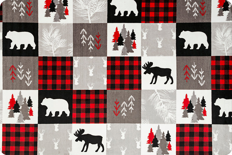 Cabin Quilt Minky Blanket w/ Black Minky Blanket