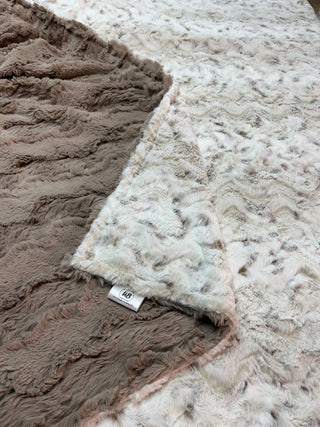 Natural Snowy Owl / Taupe Double Sided Minky Blanket - 6 sizes