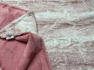 Blush Pink Fawn Spotted Minky w/ Pink Hide Blanket - Baby Size to King Size