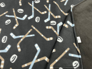 Black Hockey Blanket - **Choose Size *Embroidery Customizable