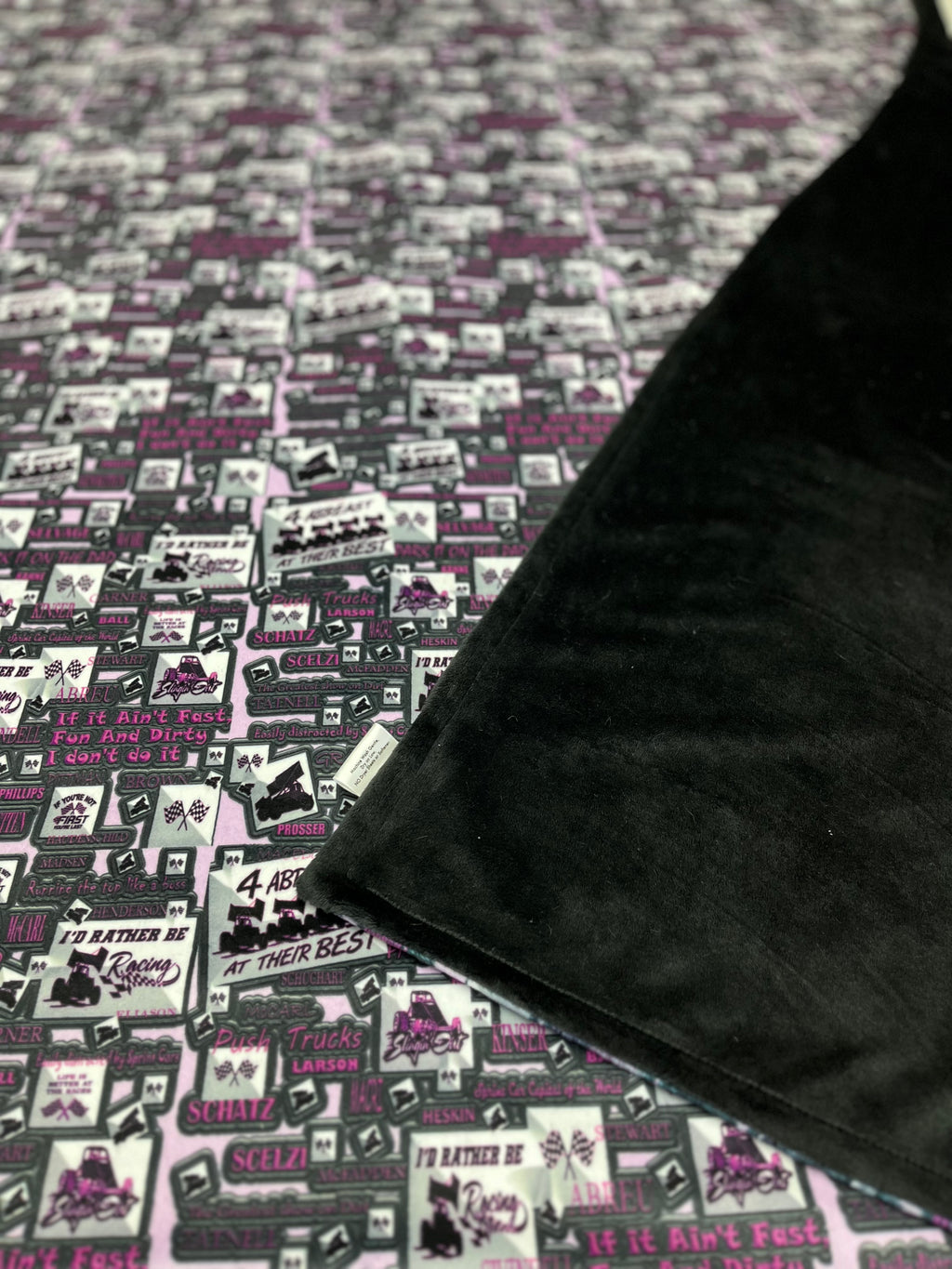 Purple & Grey 4 Abreast Sprint Cars At Their Best Minky Blanket