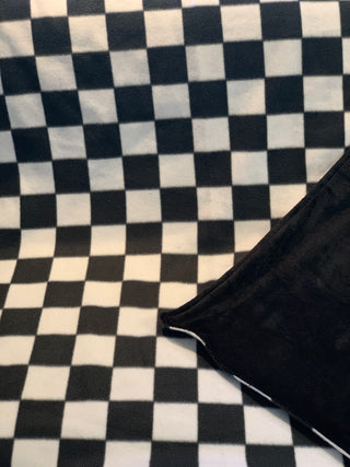 Checkered Black & White Blanket with Minky Plush Backing