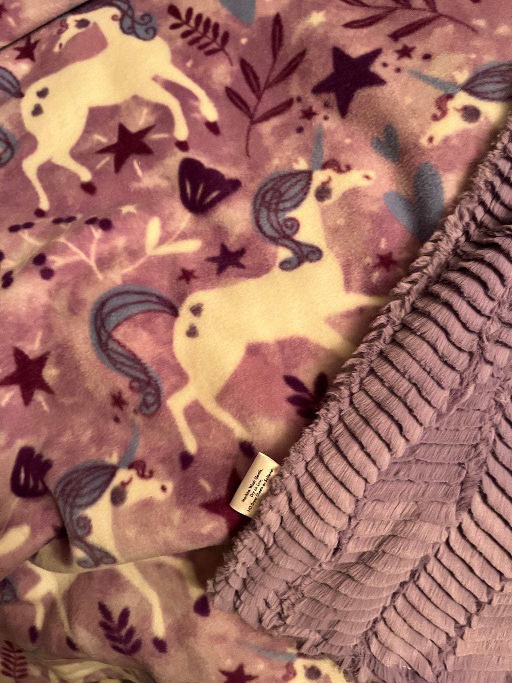 Purple Unicorn Minky Backed Blanket *Ready To Ship