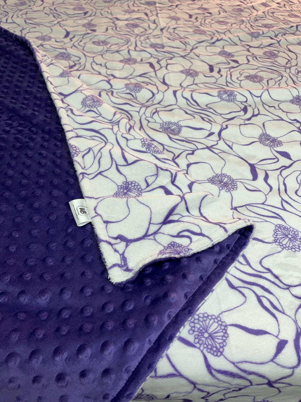 Purple Bouquet Minky backed with Purple Cuddle Minky Dot Blanket *Choose Size